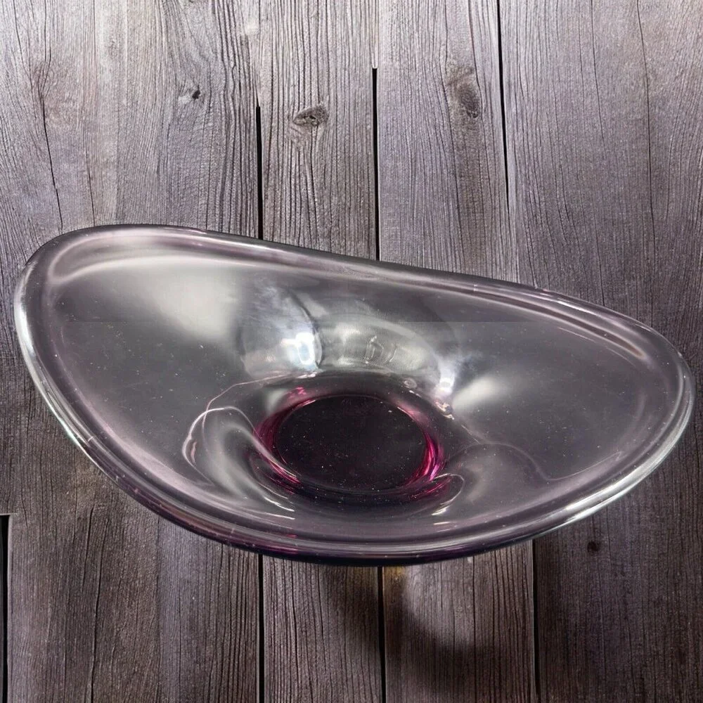 Lotta Peterson for IKEA Transparent Purple Mouth Blown Freeform Glass Bowl Dish